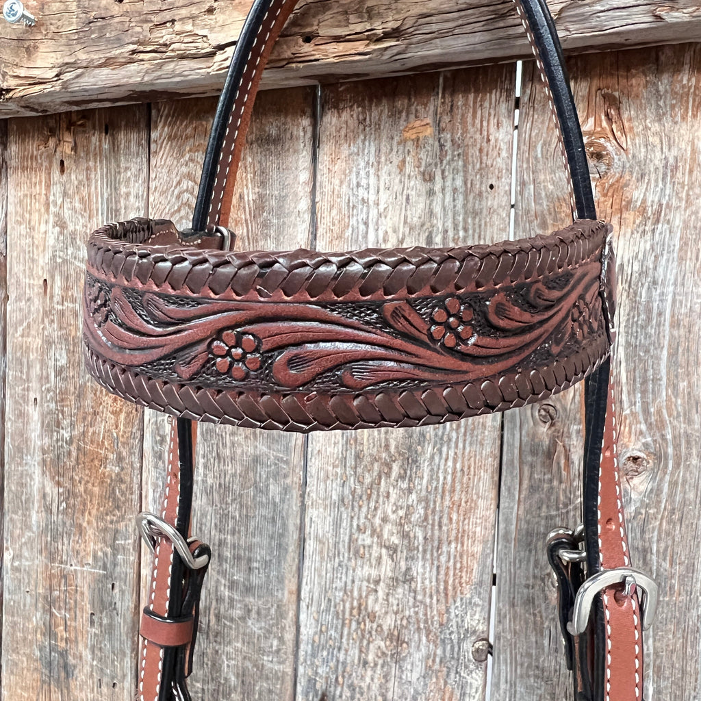 Dark Oil Braided Browband/One Ear Breastcollar Tack Sets — view 3