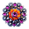 Western Screw Back Concho 1.5 In Fuchsia Orange Crystal Bling Saddle