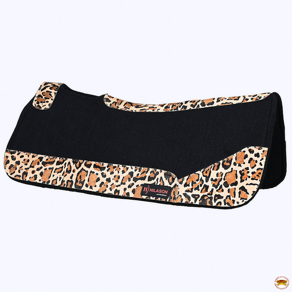 HILASON Western Wool Felt Horse Saddle Pad W/ Distressed Wear Leather | for Horses
