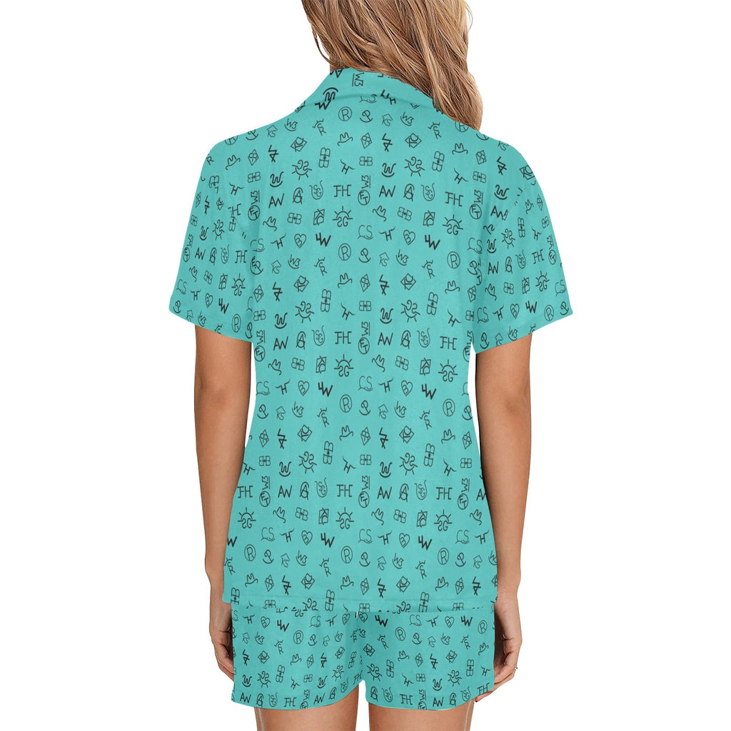 Baha Ranch Mini Turquoise Cattle Brands Women's Western Pajama Set by Baha Ranch Western Wear - product image 4