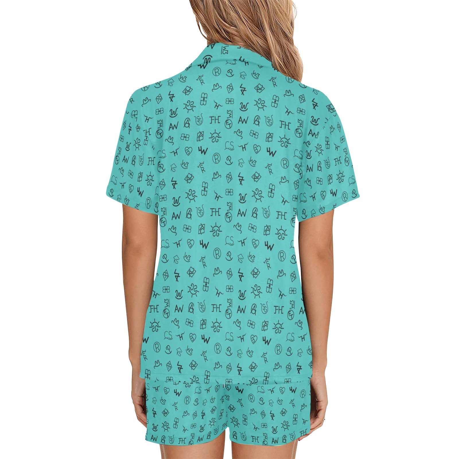 Baha Ranch Mini Turquoise Cattle Brands Women's Western Pajama Set by Baha Ranch Western Wear - product image 4