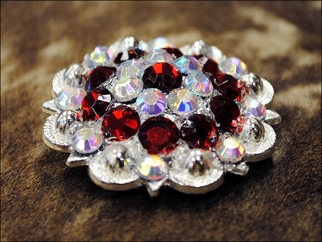 HILASON Western Berry Conchos Glass Rhinestones Bling 1.5" Tack Cowgirl Red-Crystalab Color | Slotted Concho