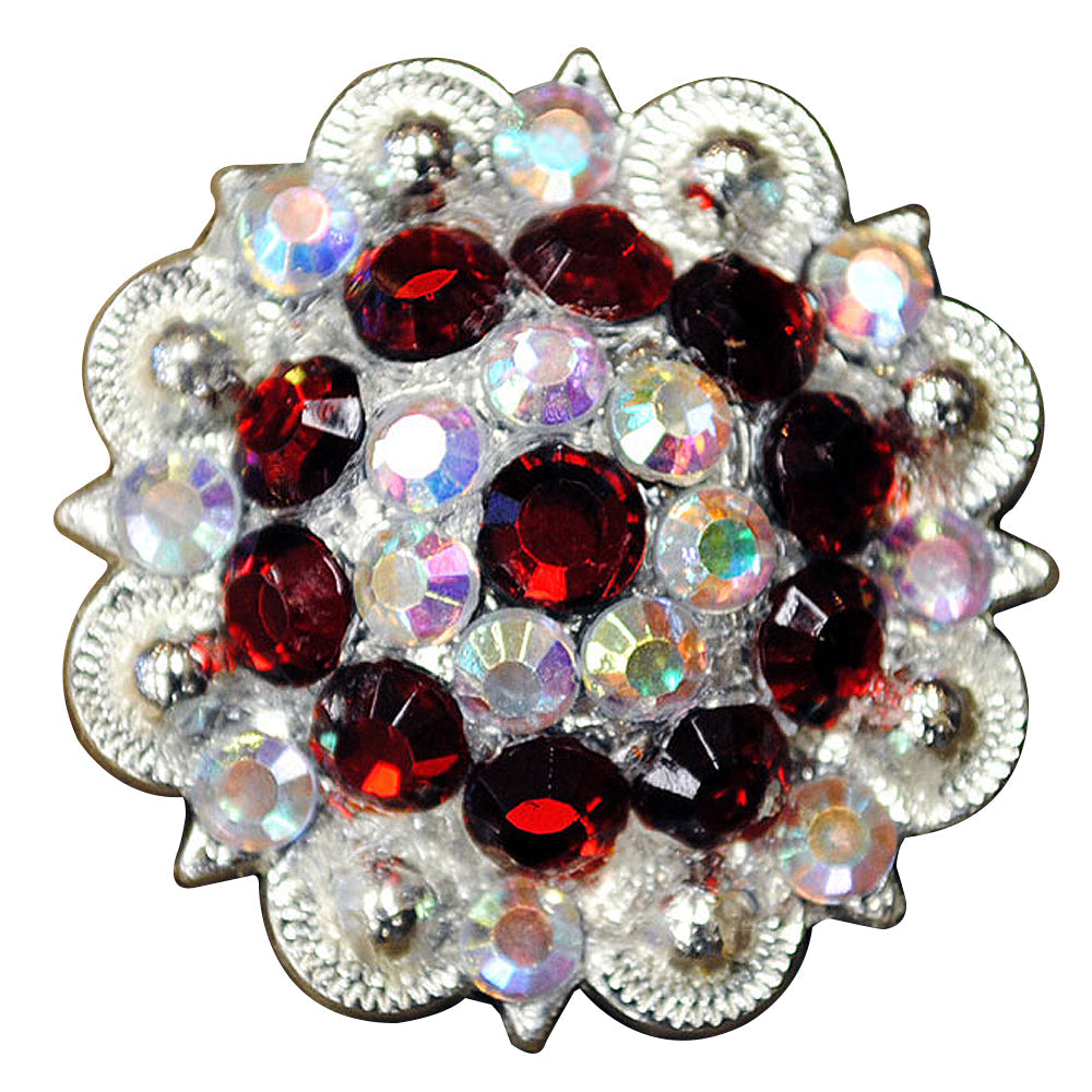 HILASON Western Berry Conchos Glass Rhinestones Bling 1.5" Tack Cowgirl Red-Crystalab Color | Slotted Concho