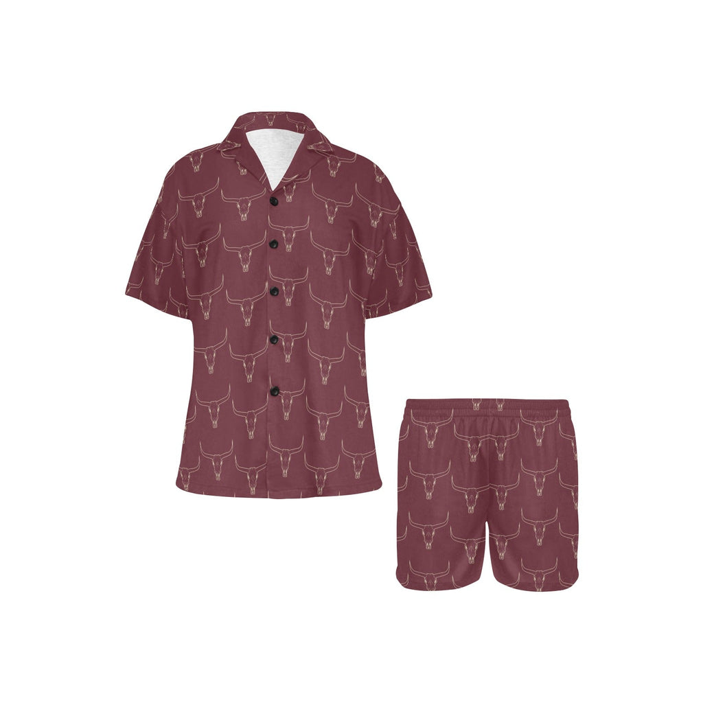 Baha Ranch Burgandy Longhorn Women's Western Pajama Set by Baha Ranch Western Wear - product image 2