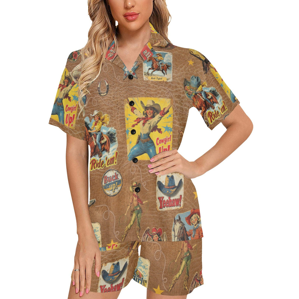 Baha Ranch Vintage Cowgirl Collage Pajama Set by Baha Ranch Western Wear