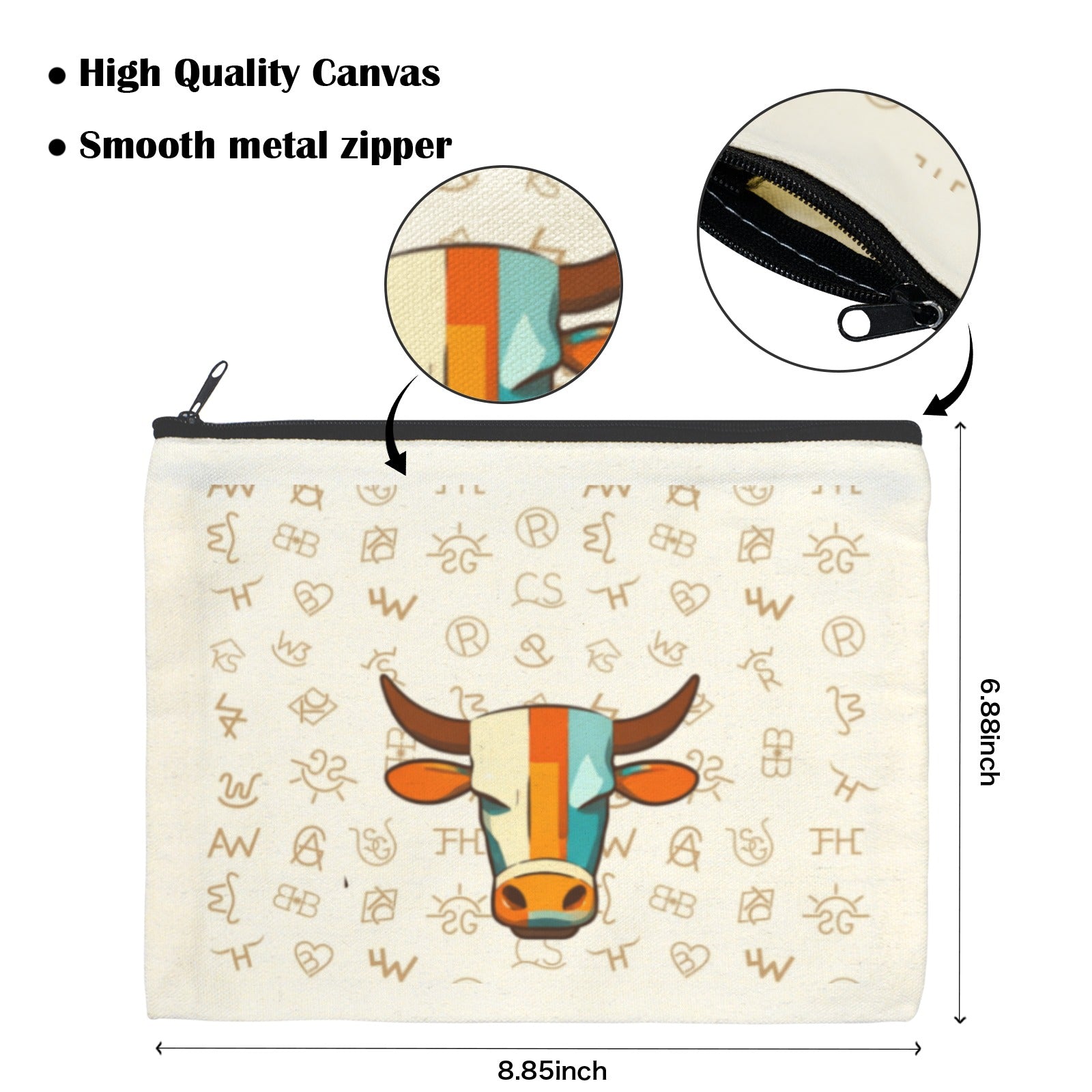 Baha Ranch Brands with Steer pack of 5 bags Cosmetic Bag Made in America by Baha Ranch Western Wear - product image 3