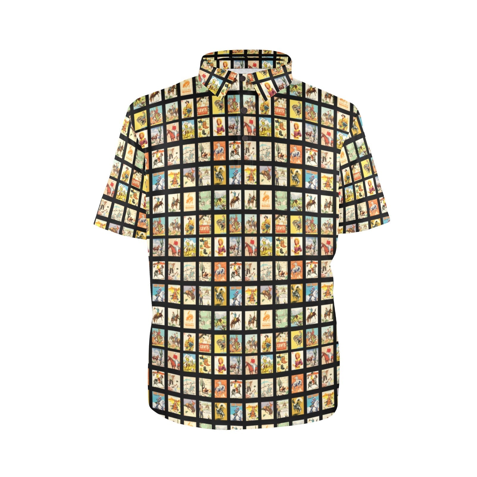 Baha Ranch Cowboy Collage Men's Western Polo Style Shirt by Baha Ranch Western Wear - product image 6