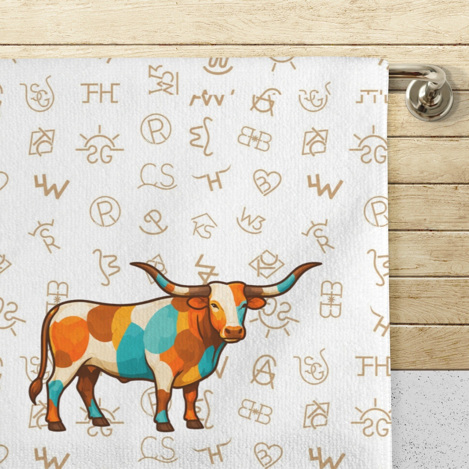 Baha Ranch Set of 4 Minimalistic Cowboy Western Cattle Brands Kitchen Towels Made in America by Baha Ranch Western Wear -...