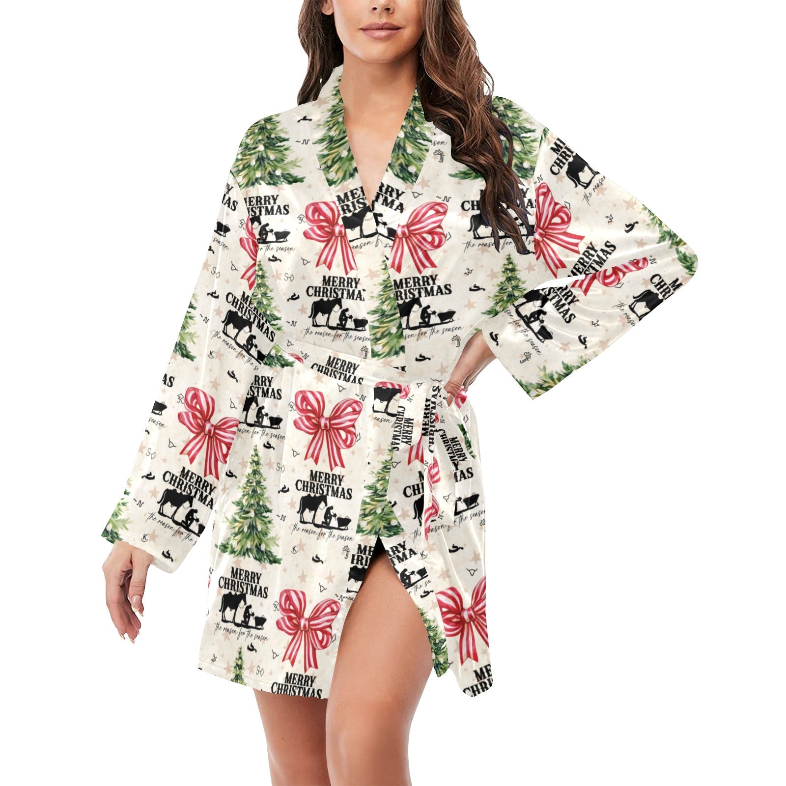 Baha Ranch Praying Cowboy Christmas Western Cowgirl Satin Robe by Baha Ranch Western Wear