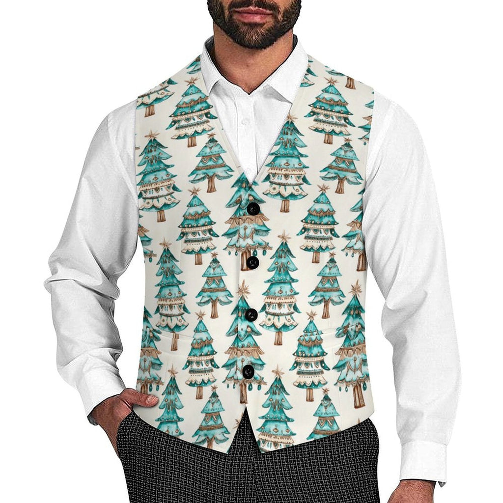 Baha Ranch Turquoise Christmas Trees Men's Western Vest by Baha Ranch Western Wear