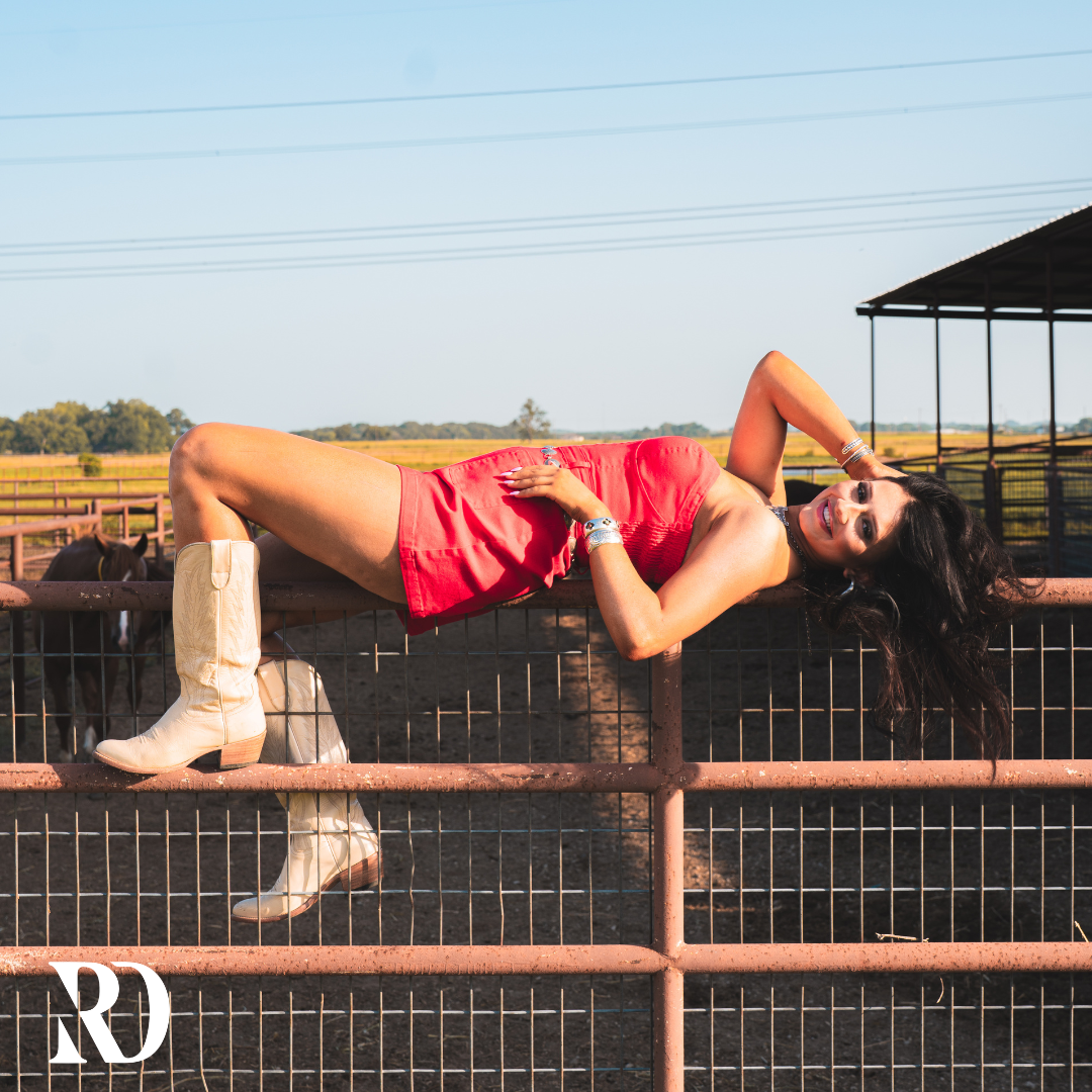Rodeo Nights Red Denim | Romper — view 3