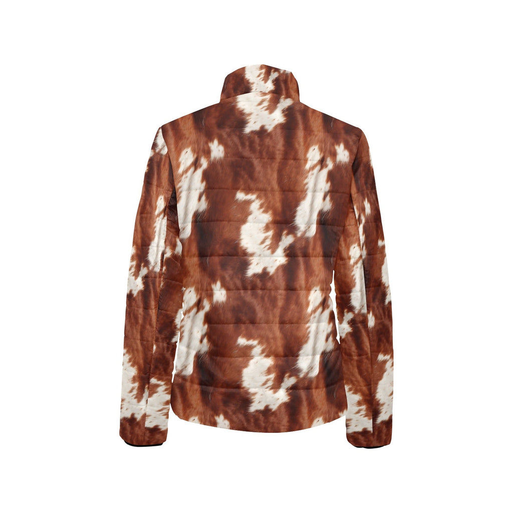 Brown Cow Print Women's Puffy Bomber Jacket by Baha Ranch Western Wear - product image 4