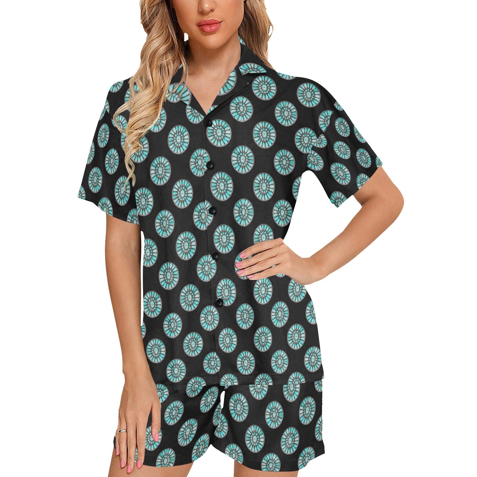 Baha Ranch Turquoise Concho Women's Western Pajama Set by Baha Ranch Western Wear