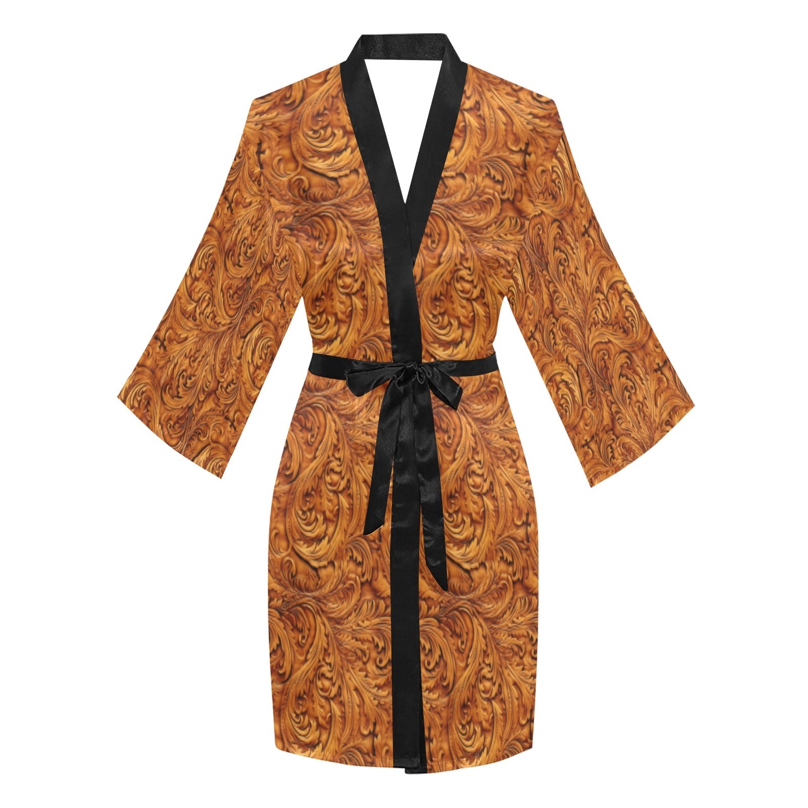 Baha Ranch Tooled Leather Print Women's Lounge Kimono Robe by Baha Ranch Western Wear - product image 3