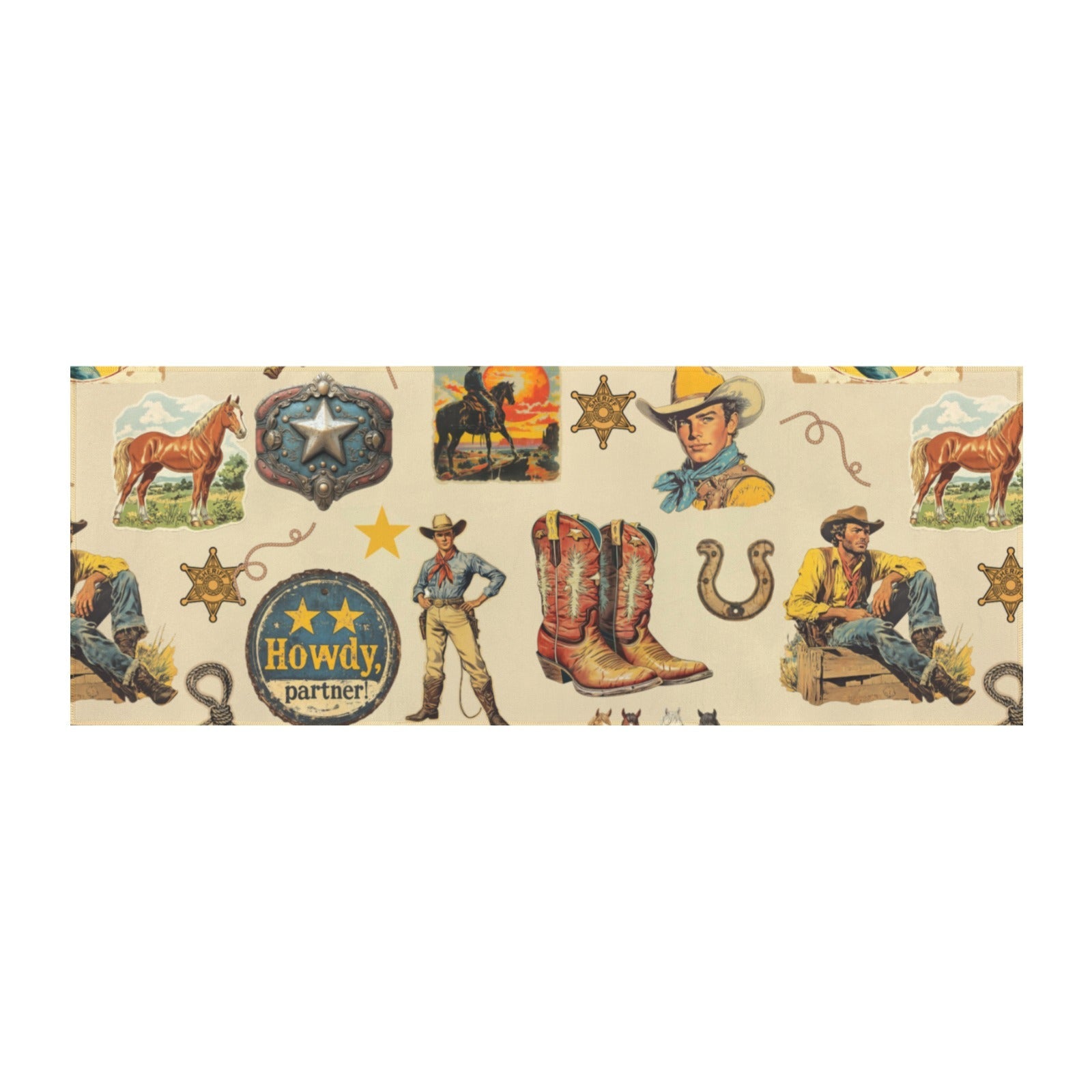 Baha Ranch Vintage Cowboy Collage Rug Runner Indoor 60" x 22" Made in America by Baha Ranch Western Wear - product image 3
