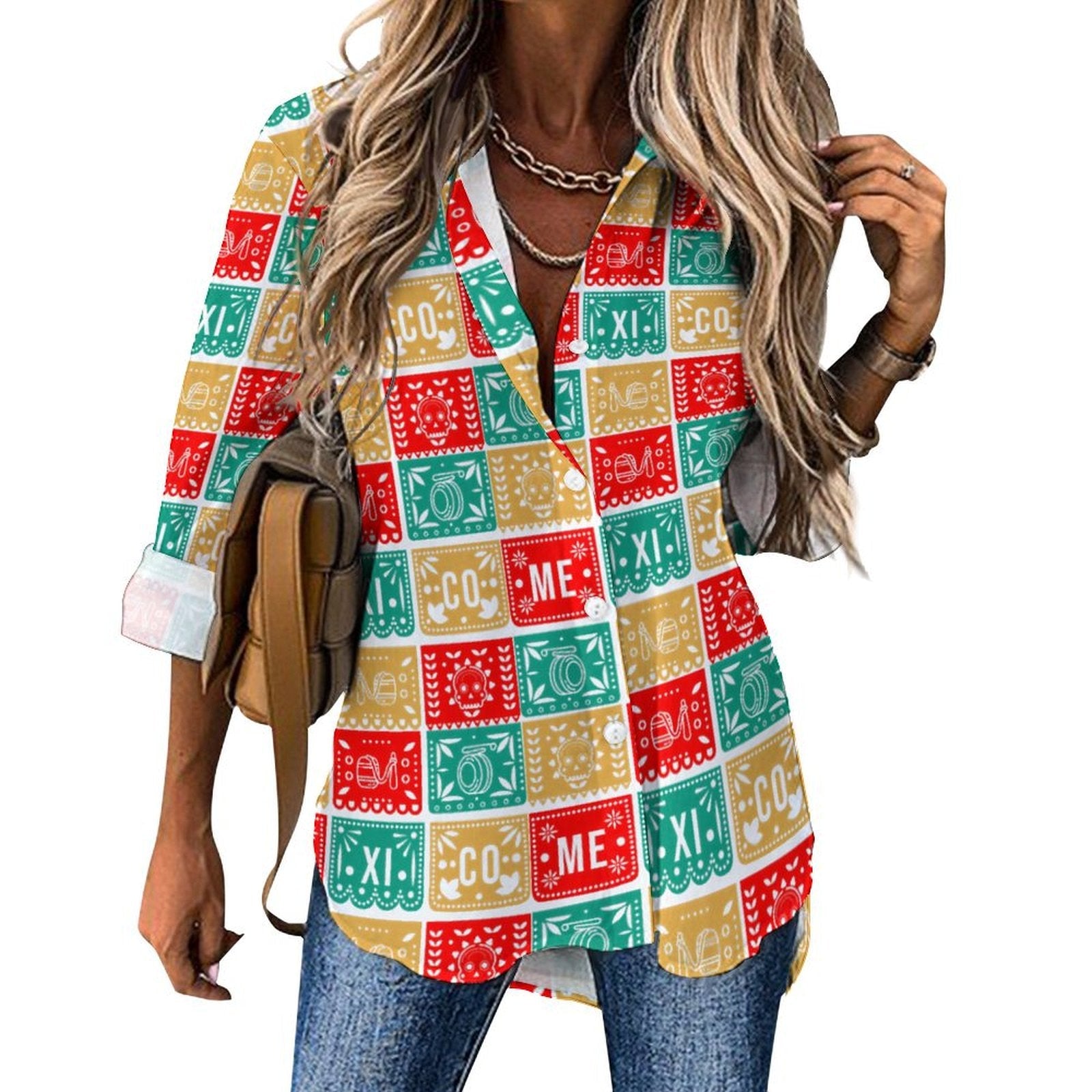 Baha Ranch Colores De Mexico Picado Mexican Button Up Blouse by Baha Ranch Western Wear