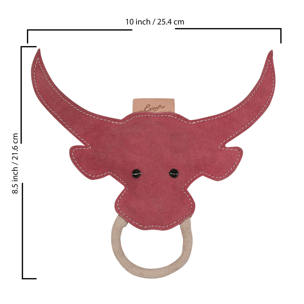 ExionPro Natural Leather Bull Dog Toy with Non Toxic Fiber Stuffing- Pink Color by Bridles & Reins - alternate view 5