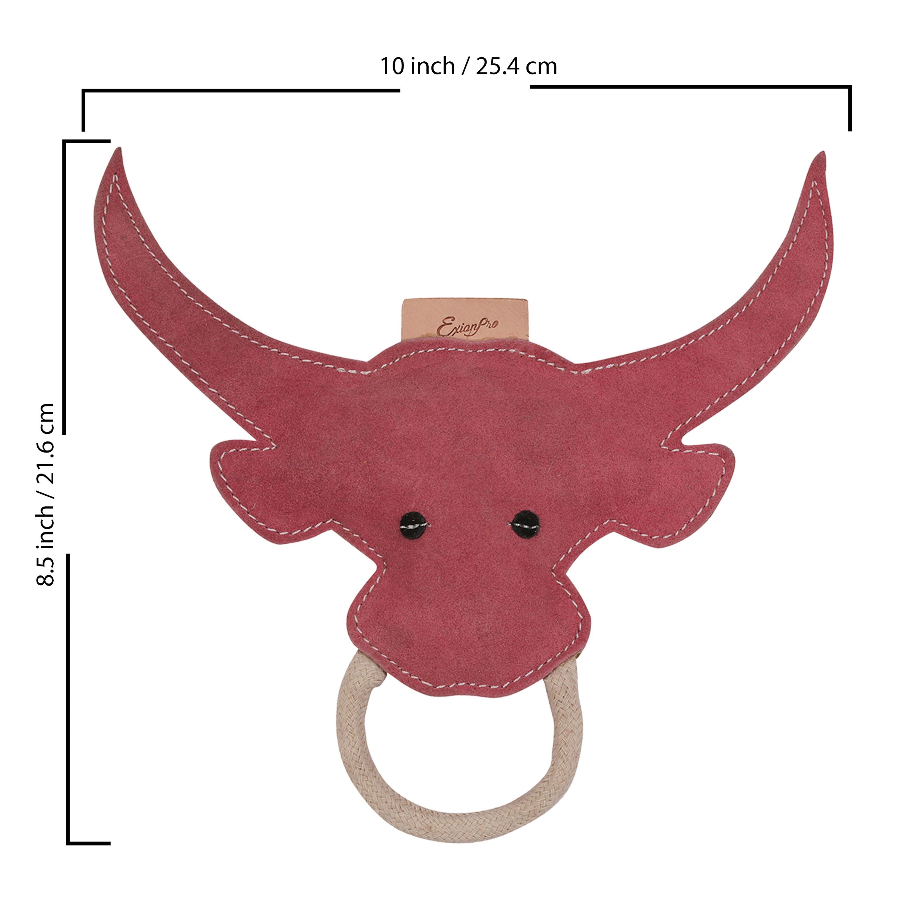 ExionPro Natural Leather Bull Dog Toy with Non Toxic Fiber Stuffing- Pink Color by Bridles & Reins - alternate view 5