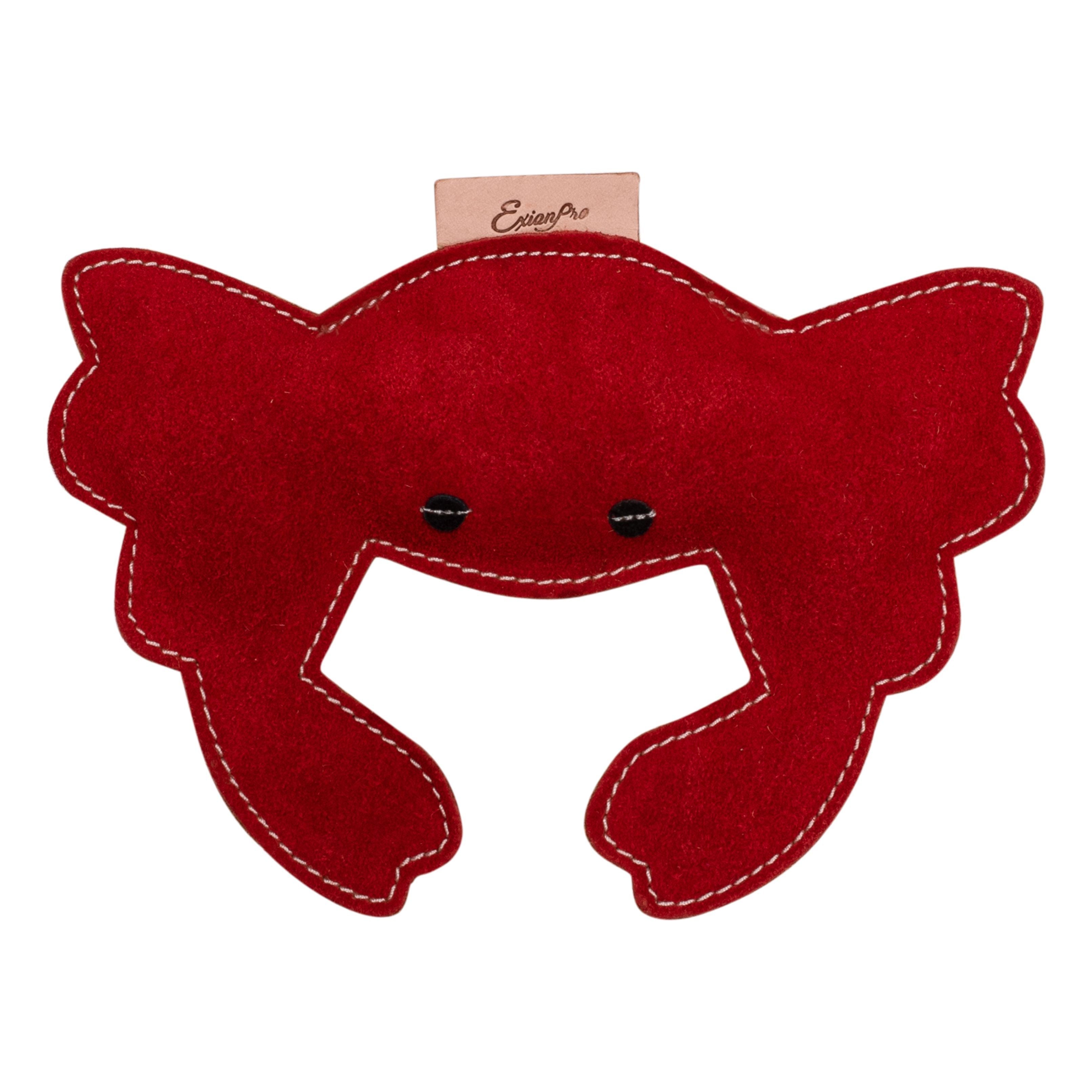 ExionPro Natural Leather Crab Dog Toy with Non Toxic Fiber Stuffing- Red Color by Bridles & Reins