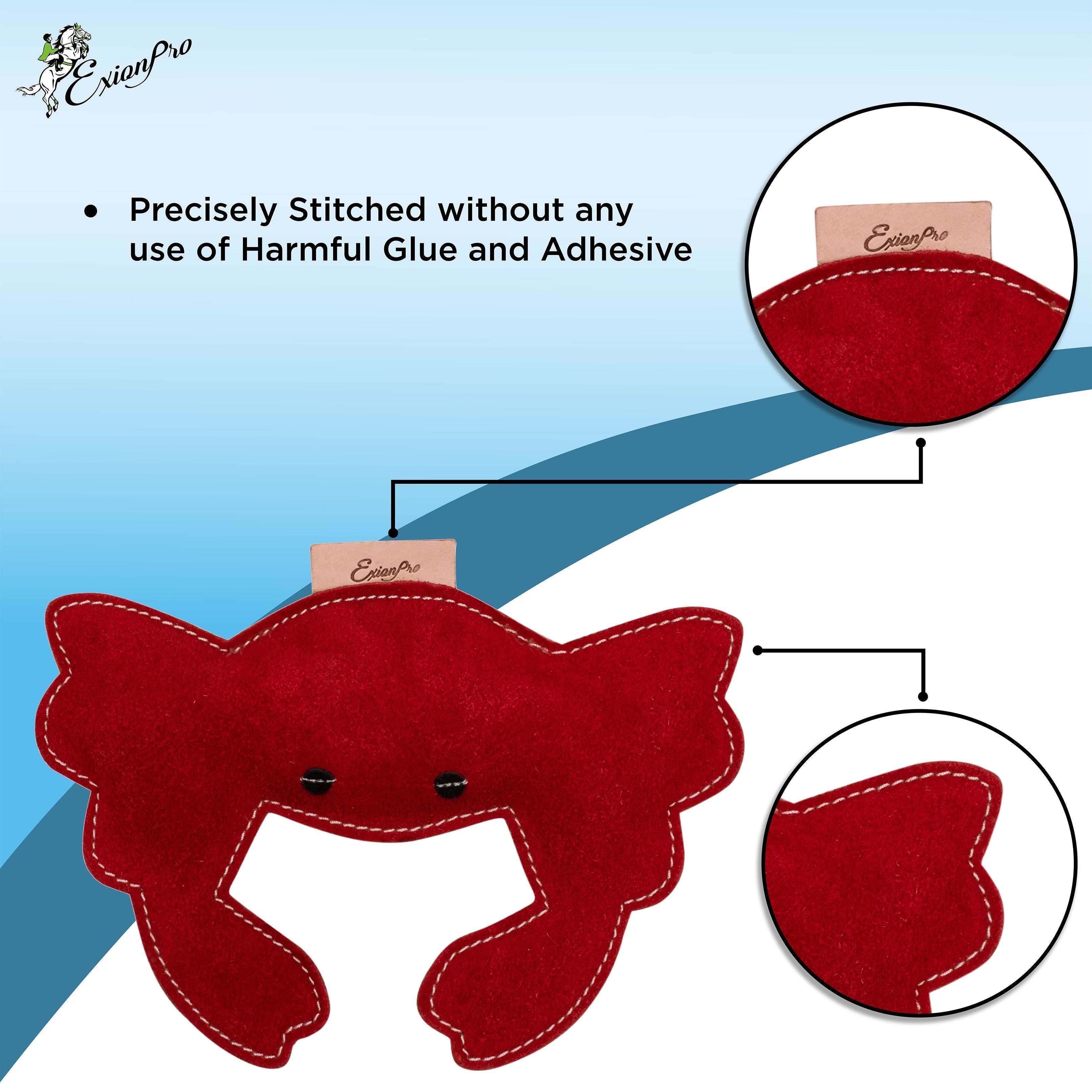 ExionPro Natural Leather Crab Dog Toy with Non Toxic Fiber Stuffing- Red Color by Bridles & Reins - alternate view 3