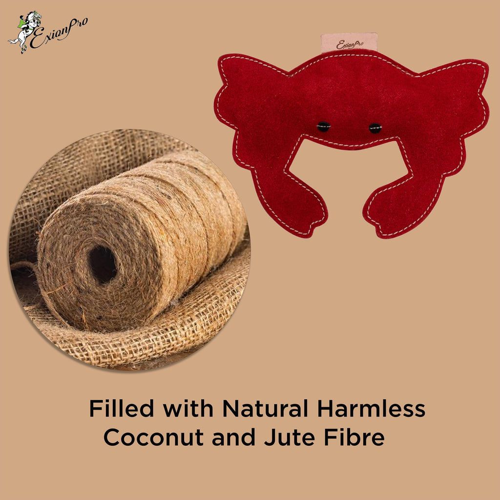 ExionPro Natural Leather Crab Dog Toy with Non Toxic Fiber Stuffing- Red Color by Bridles & Reins - alternate view 2