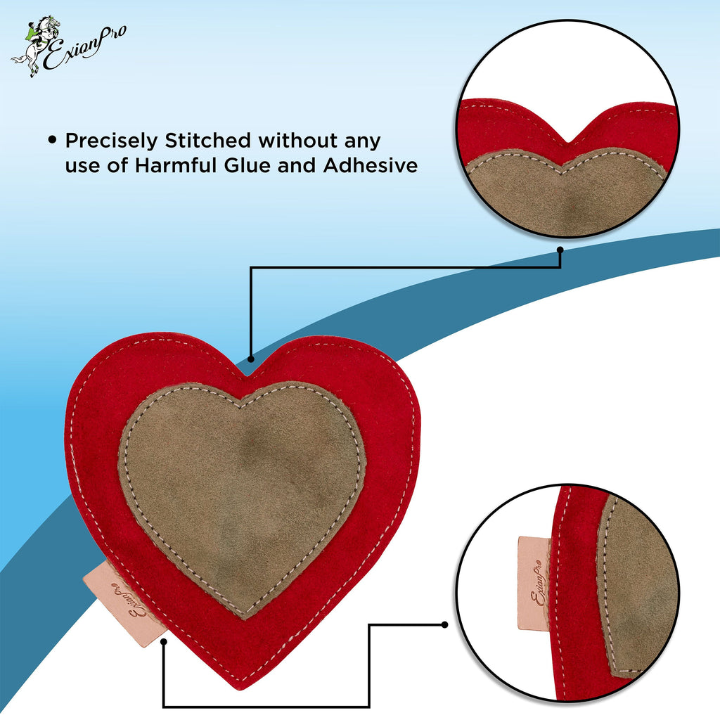 ExionPro Natural Leather Heart Dog Toy with Non Toxic Fiber Stuffing - Red Color by Bridles & Reins - alternate view 3