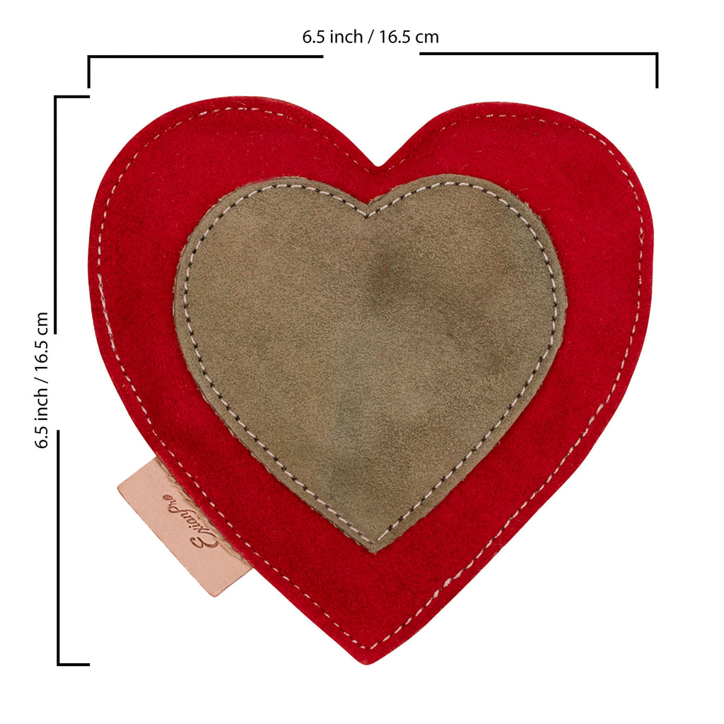 ExionPro Natural Leather Heart Dog Toy with Non Toxic Fiber Stuffing - Red Color by Bridles & Reins - alternate view 4