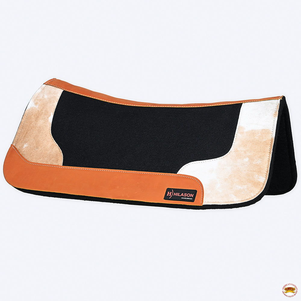 HILASON Western Wool Felt Horse Saddle Pad W/ Distressed Wear Leather | for Horses
