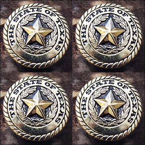 HILASON Screw Back Concho State Of Texas Star W/ Rope Edge Saddle | Western Belt Slotted Conchos
