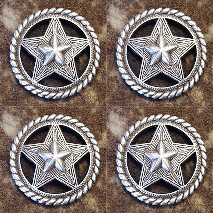 Hilason Western Nickel-Plated Round Concho — 1.5"