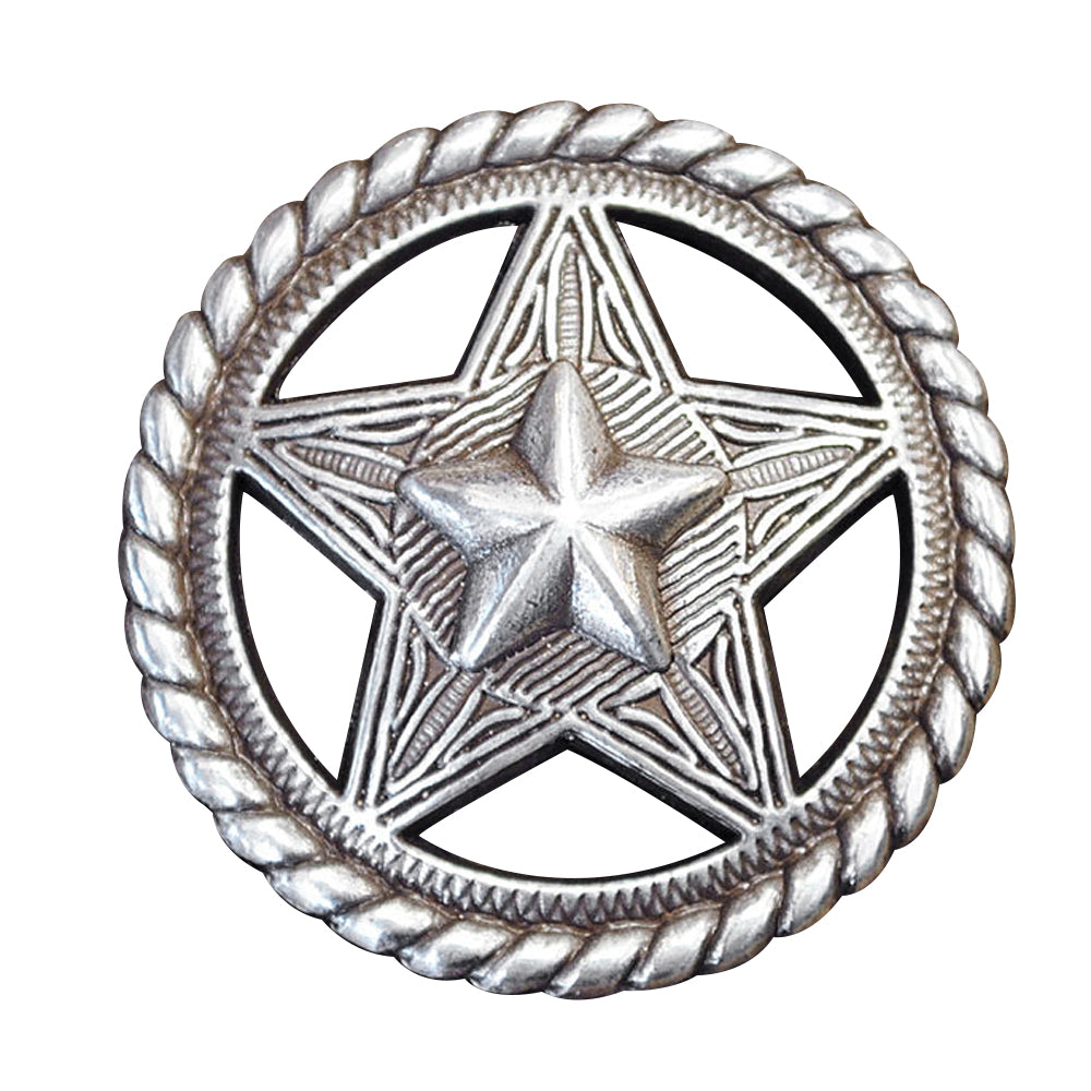Hilason Western Nickel-Plated Round Concho — 1.5"