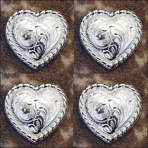 HILASON Western Screw Back Concho Heart Shape Rope Edge Nickel Saddle Black Color | Bridle Conchos Slotted