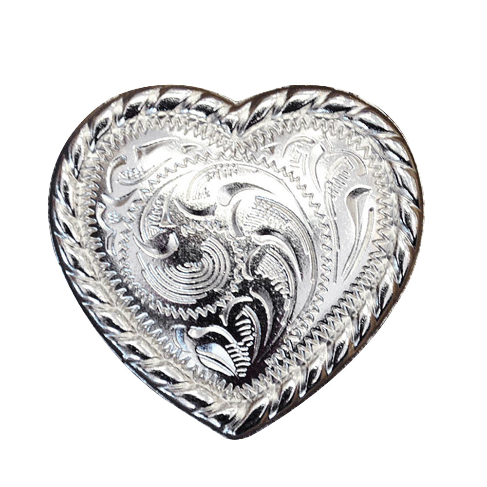 HILASON Western Screw Back Concho Heart Shape Rope Edge Nickel Saddle Black Color | Bridle Conchos Slotted