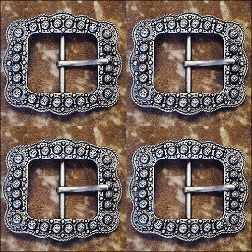 Western Screw Back Concho Silver Finished Belt Buckle With Rope Edge