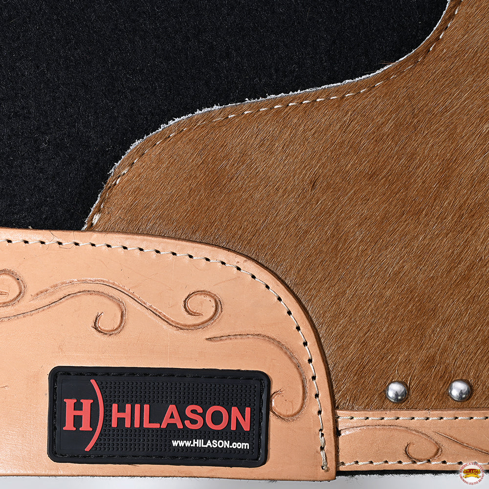 HILASON Western Wool Felt Horse Saddle Pad W/ Distressed Wear Leather | for Horses