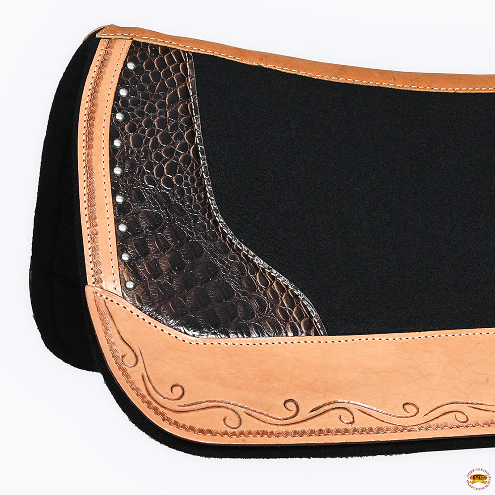 HILASON Western Wool Felt Horse Saddle Pad W/ Distressed Wear Leather | for Horses