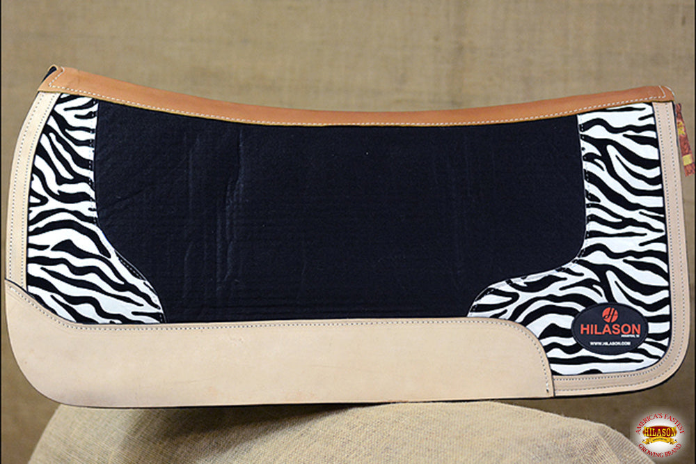 HILASON Western Wool Felt Horse Saddle Pad W/ Distressed Wear Leather | for Horses