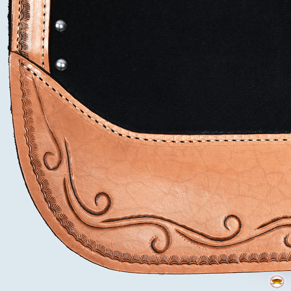 HILASON Western Wool Felt Horse Saddle Pad W/ Distressed Wear Leather | for Horses