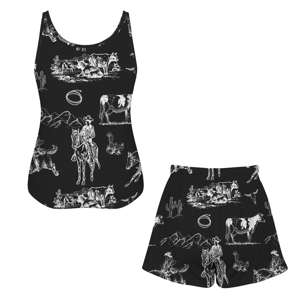 Baha Ranch Ranch Life Black Pajama Lounge Tank Shorts Set Made in America by Baha Ranch Western Wear - product image 6