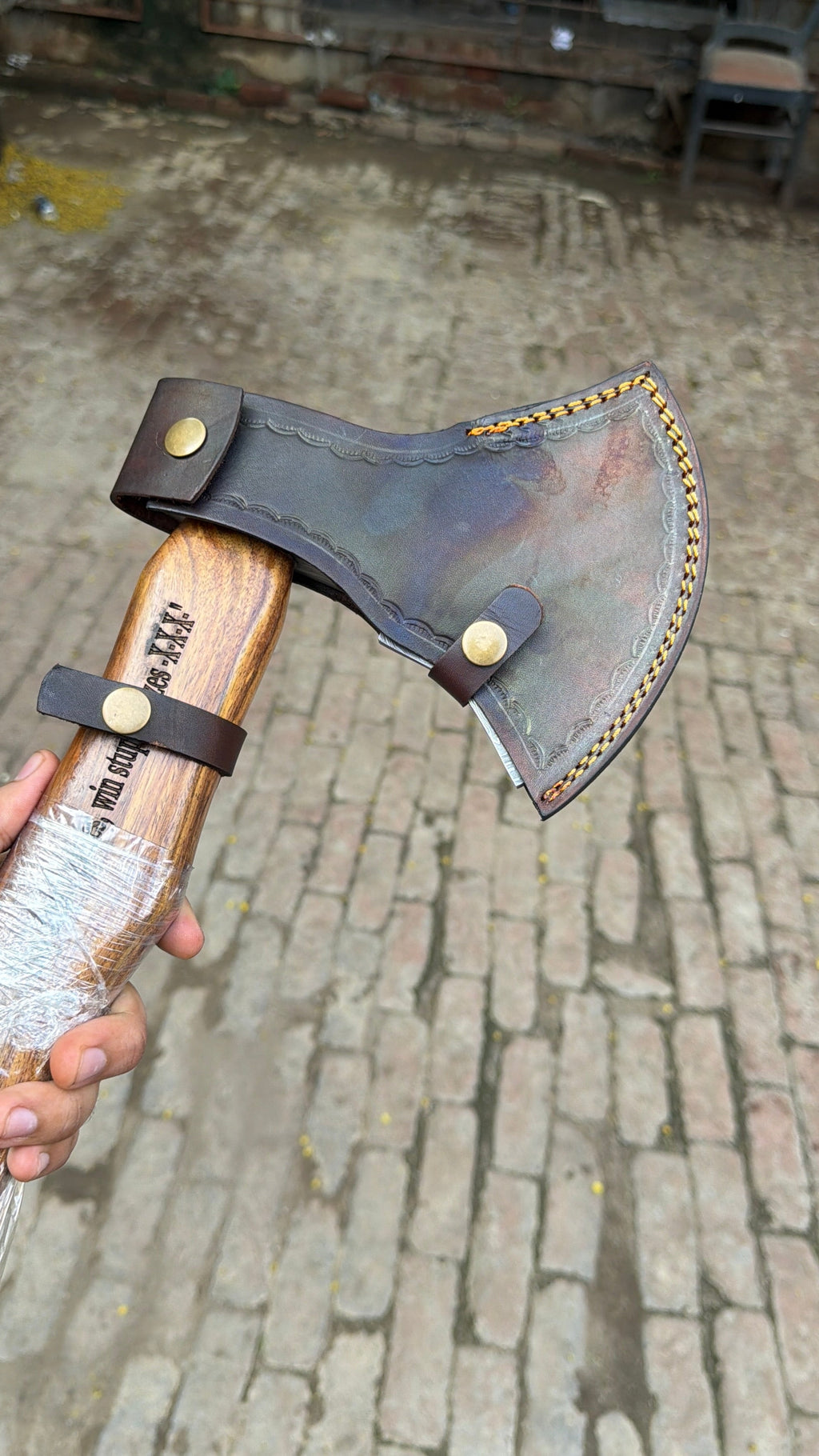 Damascus Steel Bearded Bushcraft Axe for Camping and Woodcraft