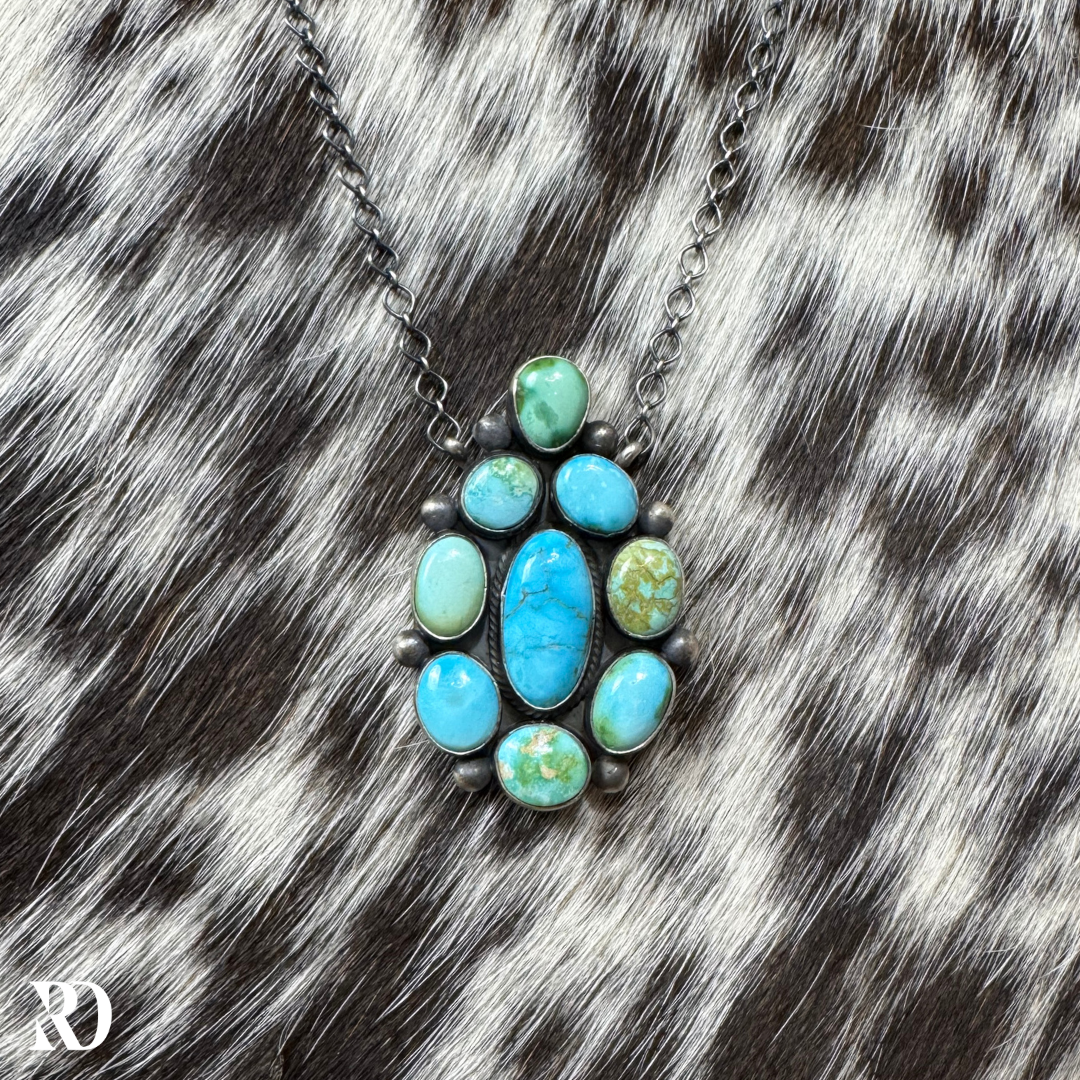 Sonoran Gold Turquoise Cluster Stone Necklace By Tricia Smith — view 2