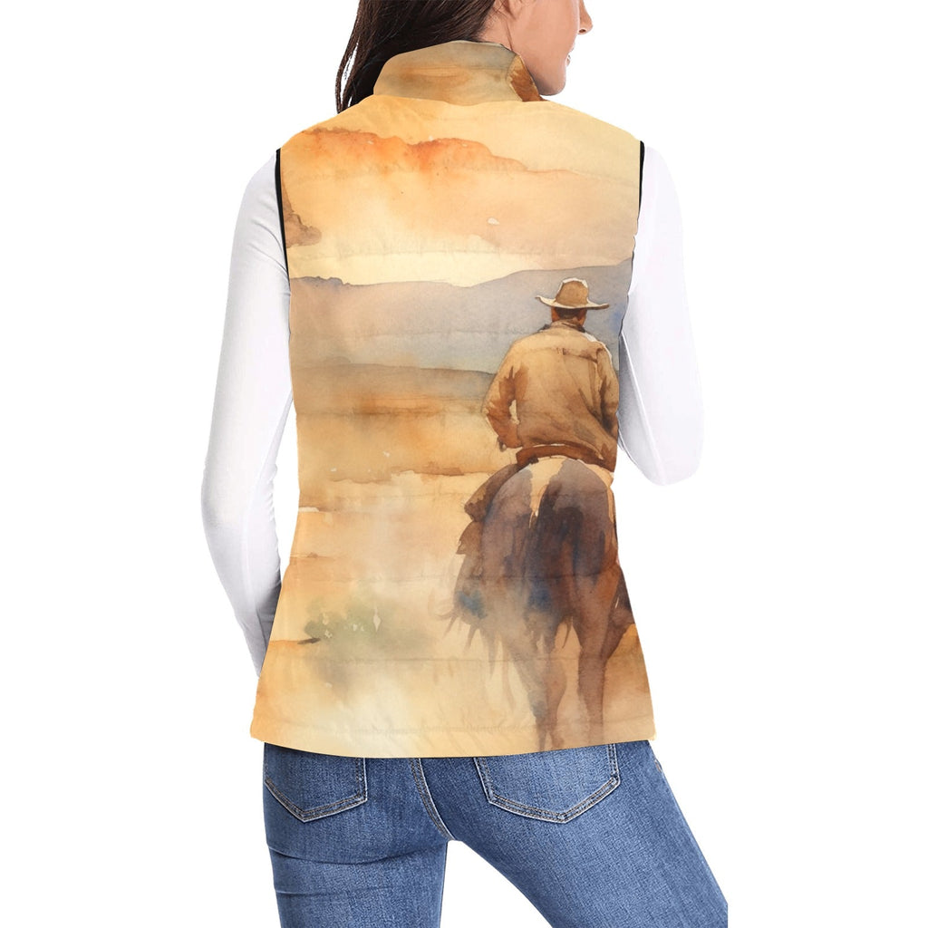 Baha Ranch Watercolor Cowboy Women's Western Puffy Vest by Baha Ranch Western Wear - product image 4