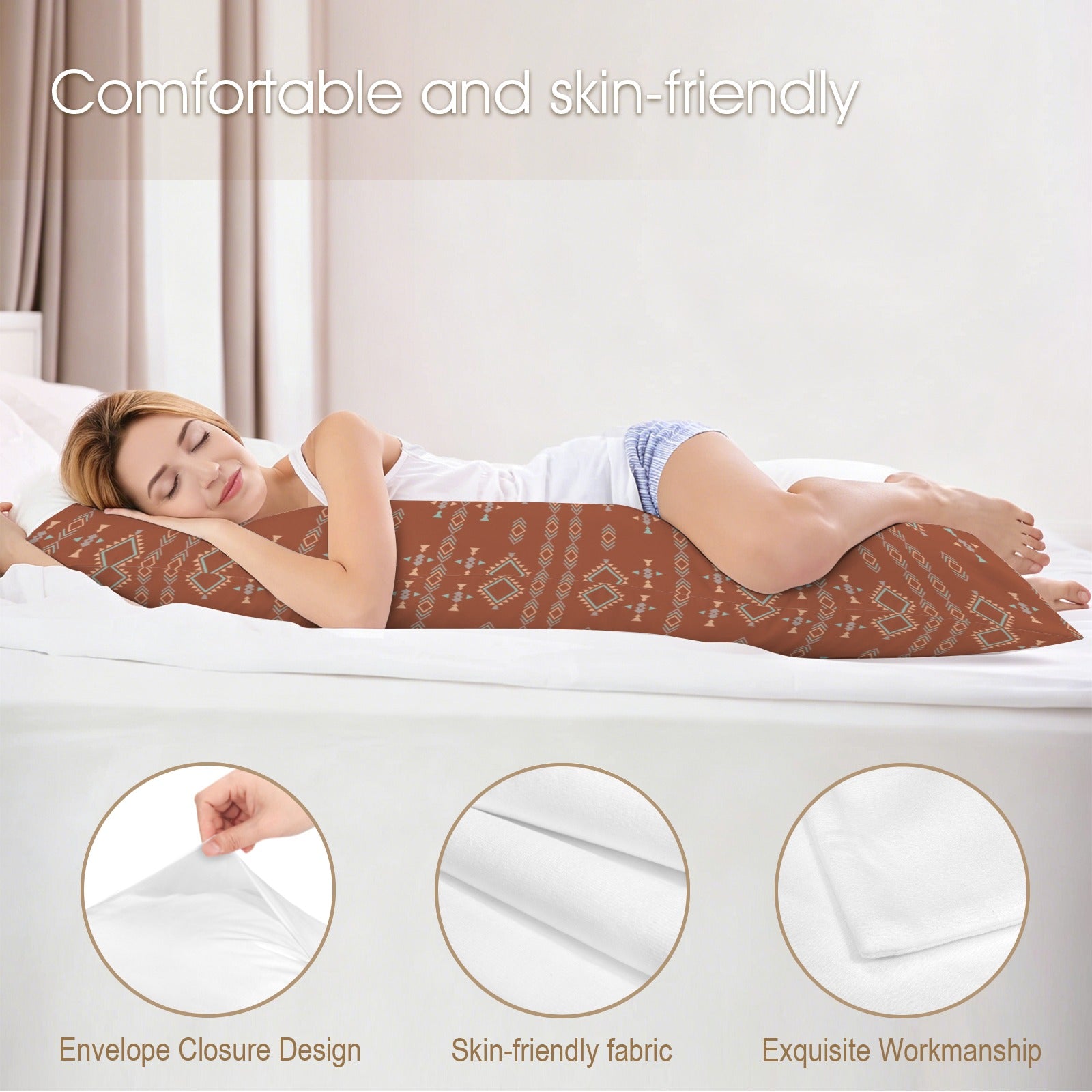 Baha Ranch Brown Aztec Body Pillow Cover Made in America by Baha Ranch Western Wear - product image 5