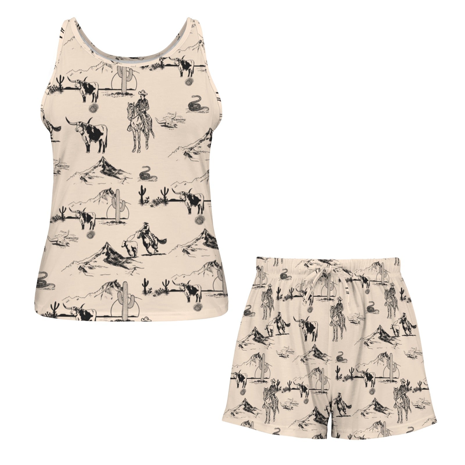 Baha Ranch Ranch Life Tan Pajama Lounge Tank Shorts Set Made in America by Baha Ranch Western Wear - product image 5