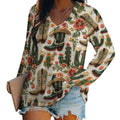 Baha Ranch Western Cactus Print Long Sleeve Top by Baha Ranch Western Wear