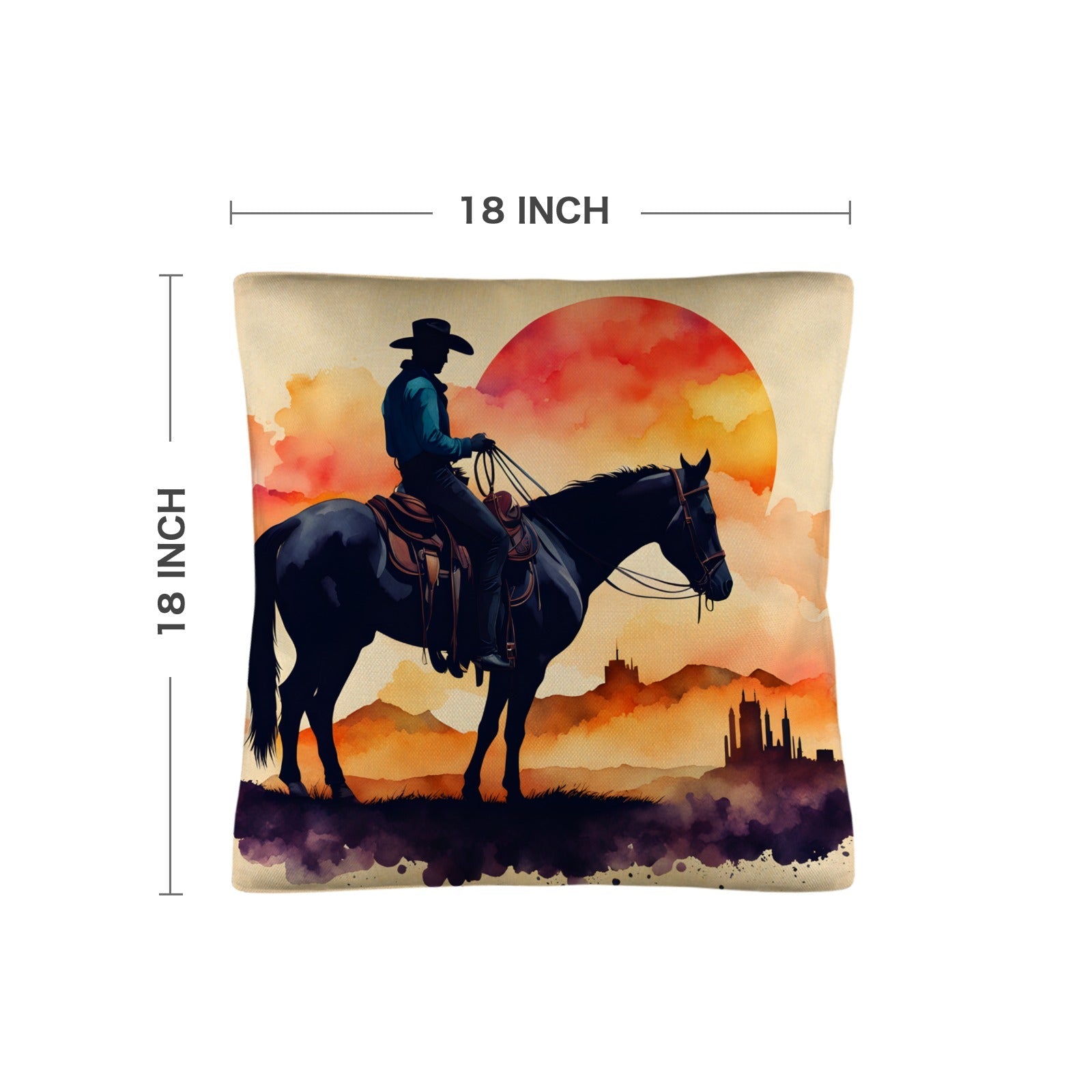 Baha Ranch Watercolor Desert Cowboy Throw Pillow Case Made in America by Baha Ranch Western Wear - product image 4