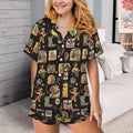 Baha Ranch Vintage Cowgirl Collage Western Ruffle Satin Pajama Set by Baha Ranch Western Wear