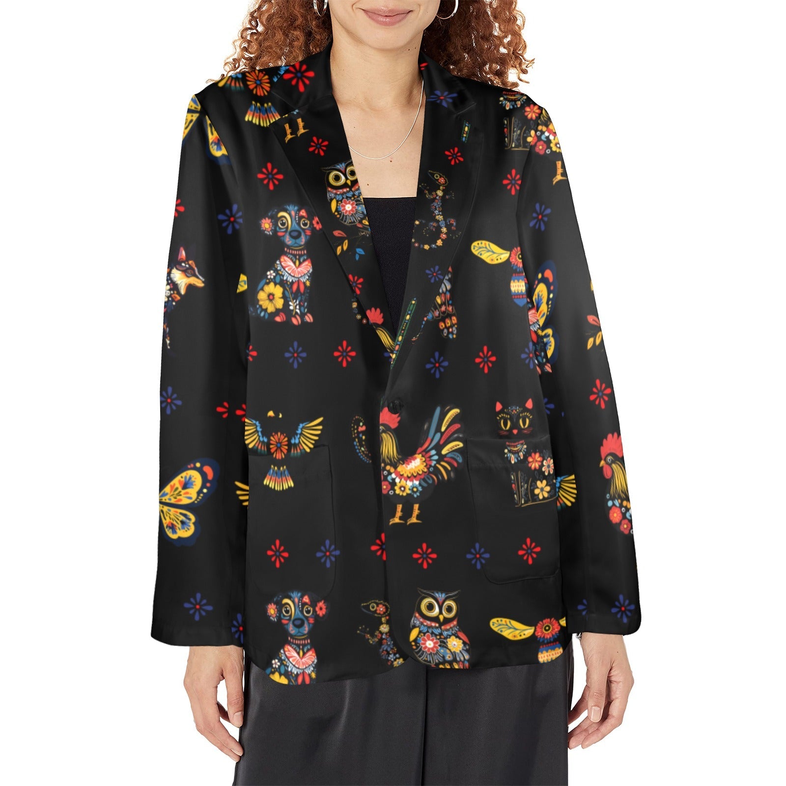 Baha Ranch Colores de Mexico Mexican Talavera Animals Floral Women's Blazer by Baha Ranch Western Wear - product image 3