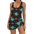 Baha Ranch Turquoise Orange Aztec Skirted Swimsuit by Baha Ranch Western Wear