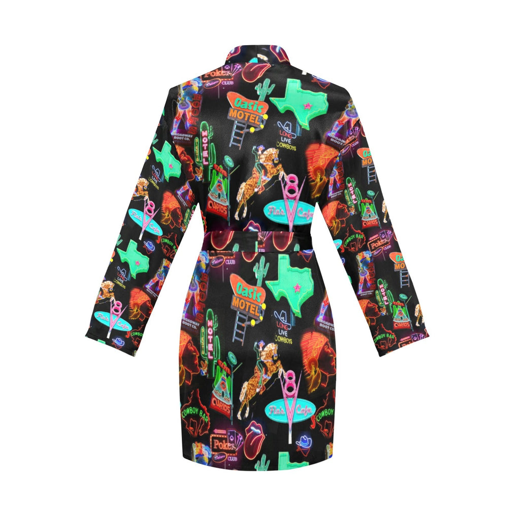 Baha Ranch Vegas Neon Women's Long Sleeve Belted Satin Feel Dressing Lounge Robe by Baha Ranch Western Wear - product image 4